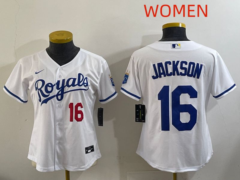 Women Kansas City Royals #16 Jackson White Game Nike MLB Jersey style 002